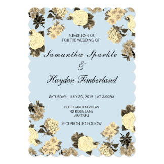 Baby Blue and Vintage Floral Wedding Card