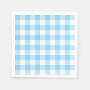 Baby Blue and White Buffalo Plaid Gingham Napkins
