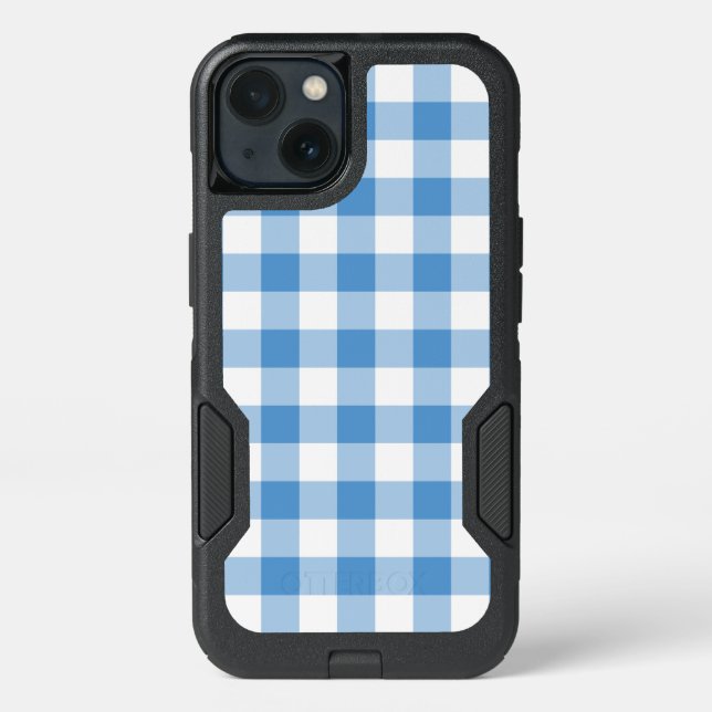 Baby Blue and White Buffalo Plaid Otterbox iPhone Case (Back)