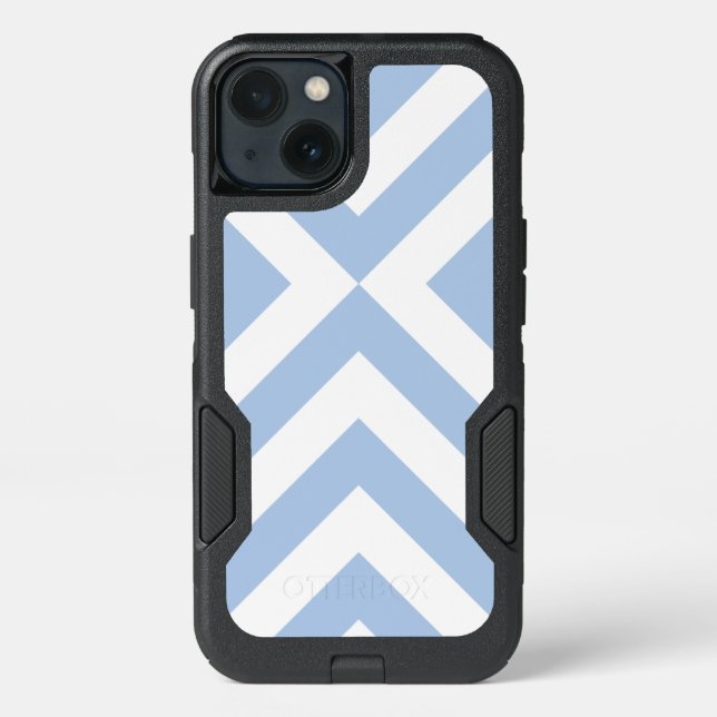Baby Blue and White Chevrons Otterbox iPhone Case (Back)