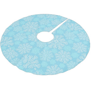 Baby Blue And White Christmas Snowflakes Pattern Brushed Polyester Tree Skirt