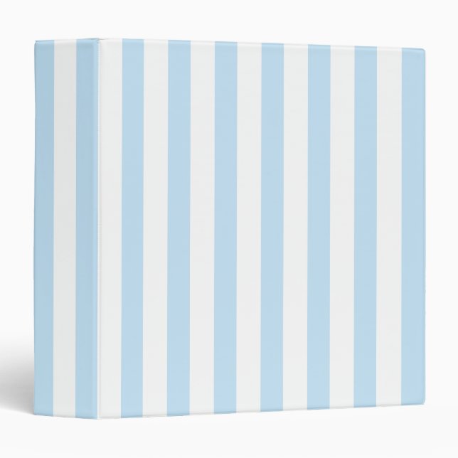 Baby Blue and White Classic Stripe 3 Ring Binder (Front/Spine)