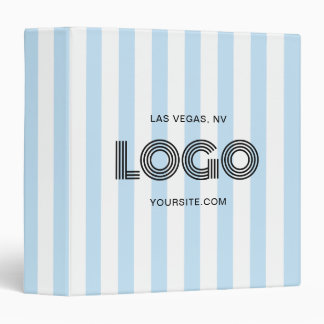 Baby Blue and White Classic Stripe Logo 3 Ring Binder