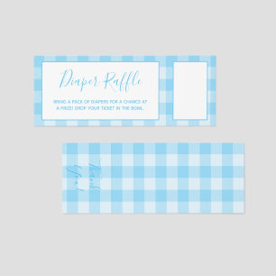 Baby Blue and White Gingham Plaid Diaper Raffle Tickets