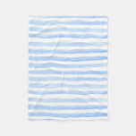 Baby Blue And White Horizontal Striped Watercolor Fleece Blanket at Zazzle