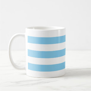 Baby Blue and White Large Horiz. Stripes Pattern Coffee Mug