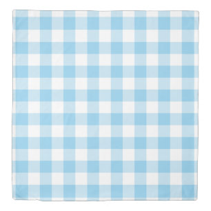 Baby Blue and White Large Size Gingham Checks Duvet Cover
