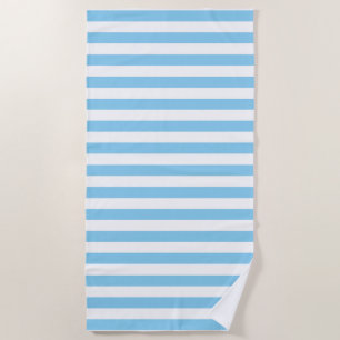 Baby Blue and White Large Size Horizontal Stripes Beach Towel