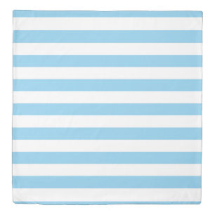 Baby Blue and White Large Size Horizontal Stripes Duvet Cover