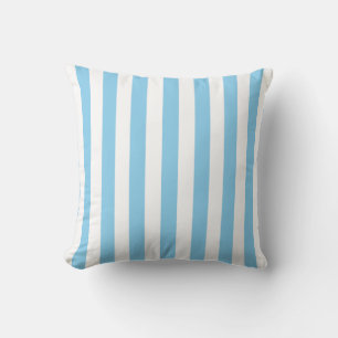 Baby Blue and White Large Size Stripes Throw Pillow