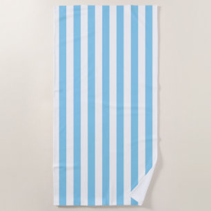 Baby Blue and White Large Size Vertical Stripes Beach Towel