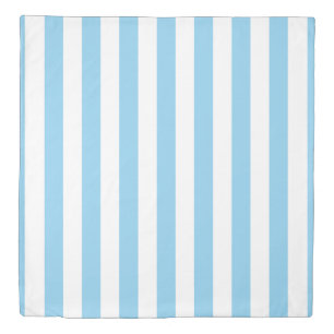 Baby Blue and White Large Size Vertical Stripes Duvet Cover