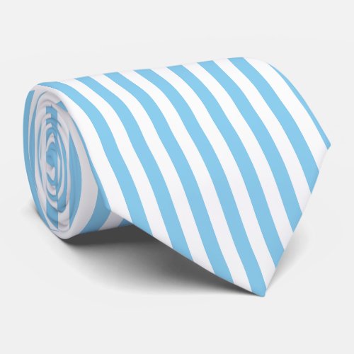 Baby Blue and White Large Size Vertical Stripes Neck Tie