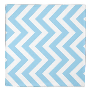 Baby Blue and White Large Vertical Chevron Stripes Duvet Cover