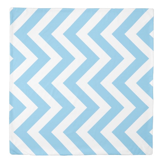 Baby Blue and White Large Vertical Chevron Stripes Duvet Cover (Front)
