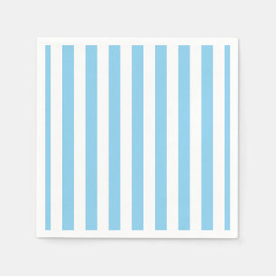 Baby Blue and White Large Vertical Stripes Paper Napkins