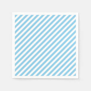 Baby Blue and White Medium Diagonal Stripes Paper Napkins