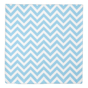 Baby Blue and White Medium Size Chevron Stripes Duvet Cover