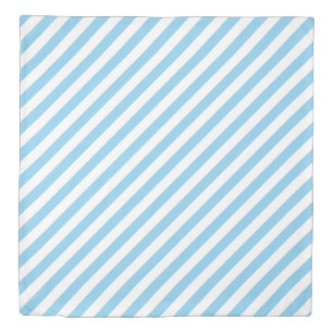 Baby Blue and White Medium Size Diagonal Stripes Duvet Cover