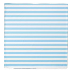 Baby Blue and White Medium Size Horizontal Stripes Duvet Cover