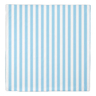 Baby Blue and White Medium Size Vertical Stripes Duvet Cover