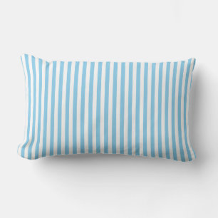 Baby Blue and White Medium Size Vertical Stripes Lumbar Pillow