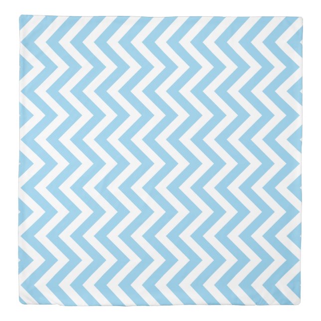 Baby Blue and White Medium Vertical Chevron Duvet Cover (Front)