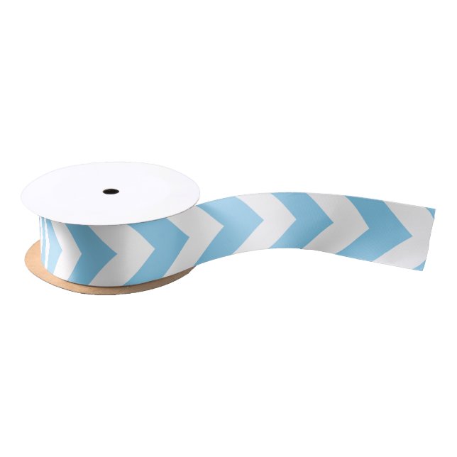 Baby Blue and White Medium Vertical Chevron Ribbon (Spool)