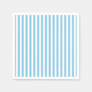 Baby Blue and White Medium Vertical Stripes Paper Napkins