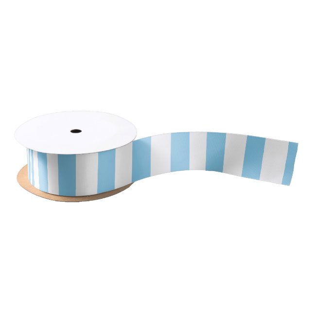 Baby Blue and White Medium Vertical Stripes Ribbon (Spool)