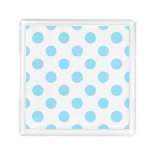 Baby blue and white polka dots acrylic tray
