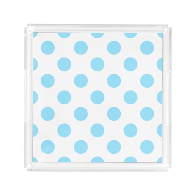 Baby blue and white polka dots acrylic tray (Front)