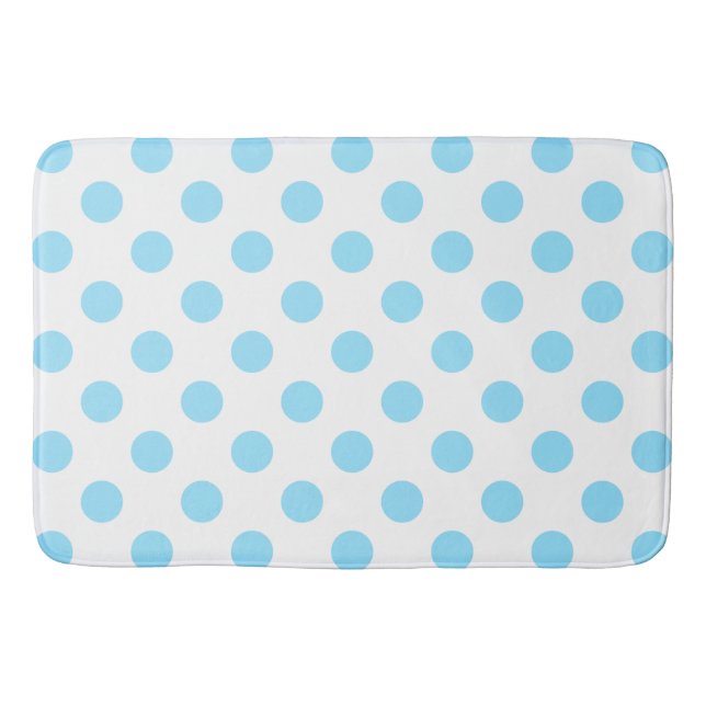 Baby blue and white polka dots bathroom mat (Front)