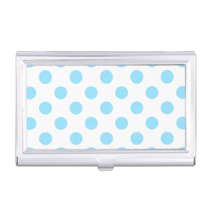 Baby blue and white polka dots business card holder
