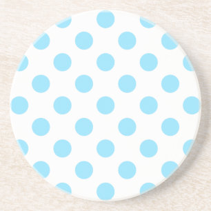 Baby blue and white polka dots drink coaster