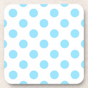Baby blue and white polka dots drink coaster