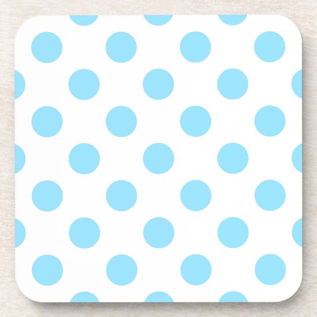 Baby blue and white polka dots drink coaster (Front)