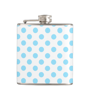 Baby blue and white polka dots flask