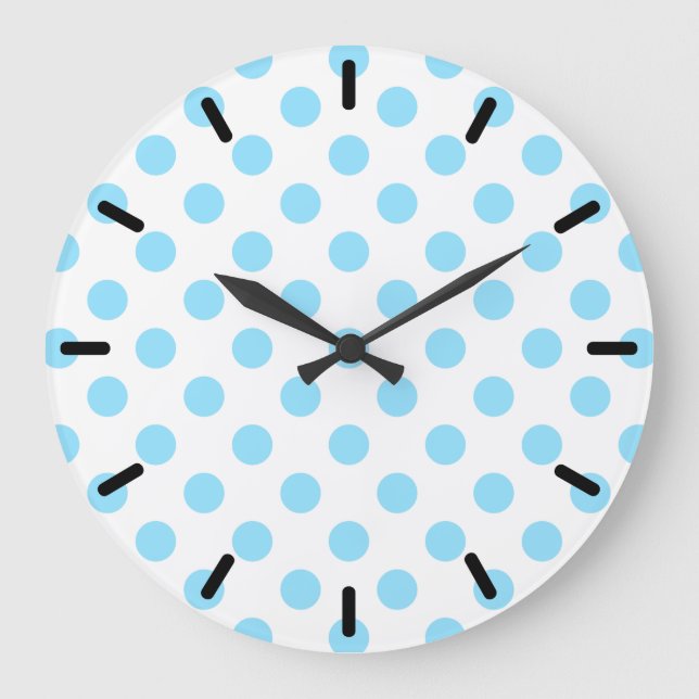 Baby blue and white polka dots large clock (Front)