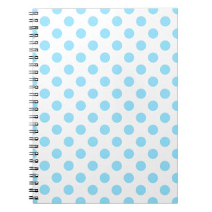 Baby blue and white polka dots notebook