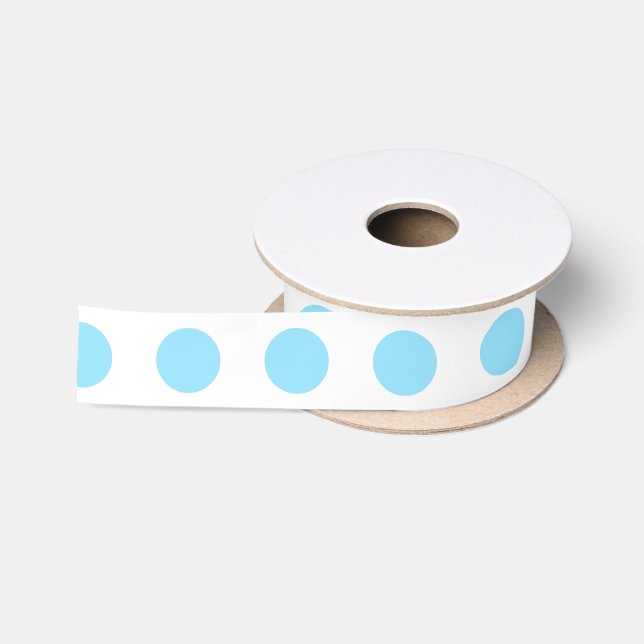 Baby blue and white polka dots satin ribbon (Spool)