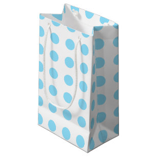 Baby blue and white polka dots small gift bag