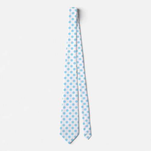 Baby blue and white polka dots tie