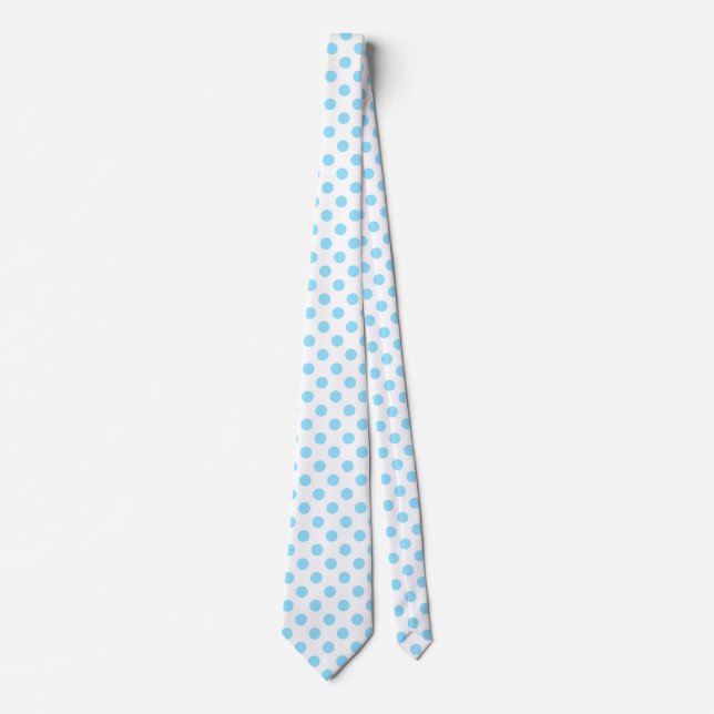 Baby blue and white polka dots tie (Front)