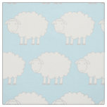 Baby blue and white sheep farm animal print fabric