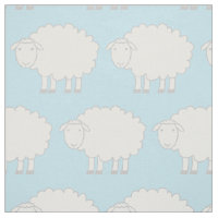 Baby blue and white sheep farm animal print fabric