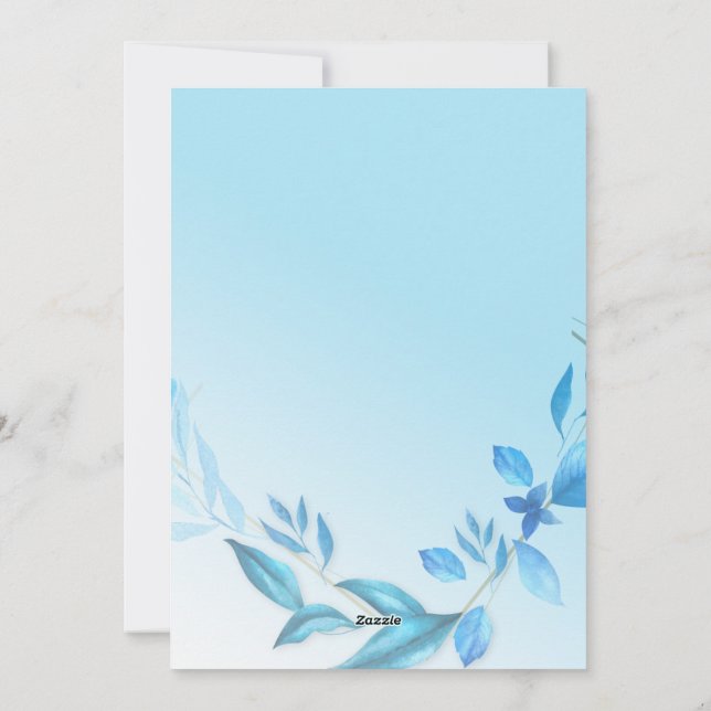  baby blue and white simple wedding invitation (Back)