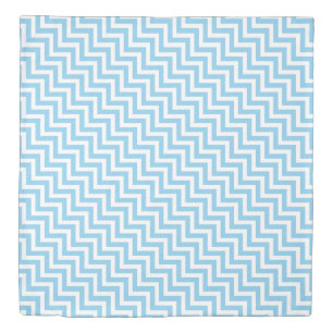Baby Blue and White Small Diagonal Chevron Stripes Duvet Cover