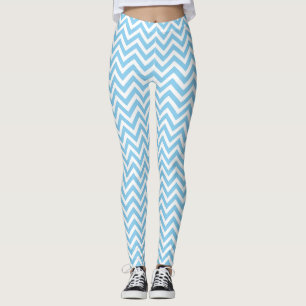 Baby Blue and White Small Size Chevron Leggings