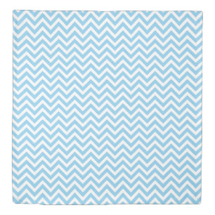 Baby Blue and White Small Size Chevron Stripes Duvet Cover